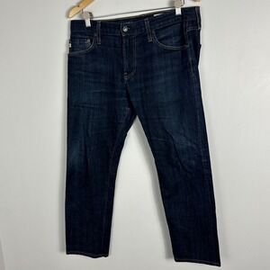 AG‎ Adriano Goldchmied Tellis Selvedge Denim Modern Slim Dark Blue Jeans Mens 33